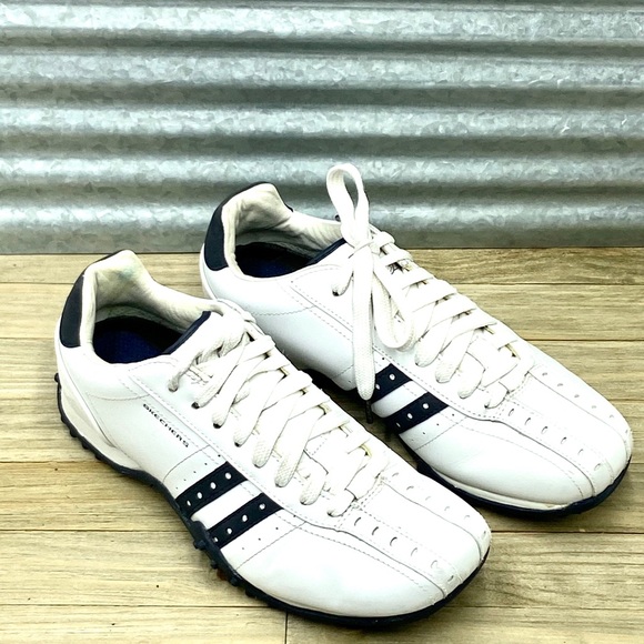 skechers mens white leather sneakers